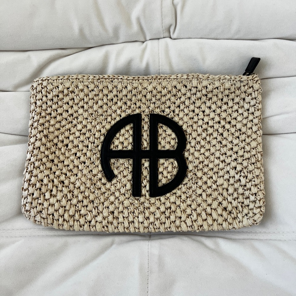 Woven Clutch with Black Logo